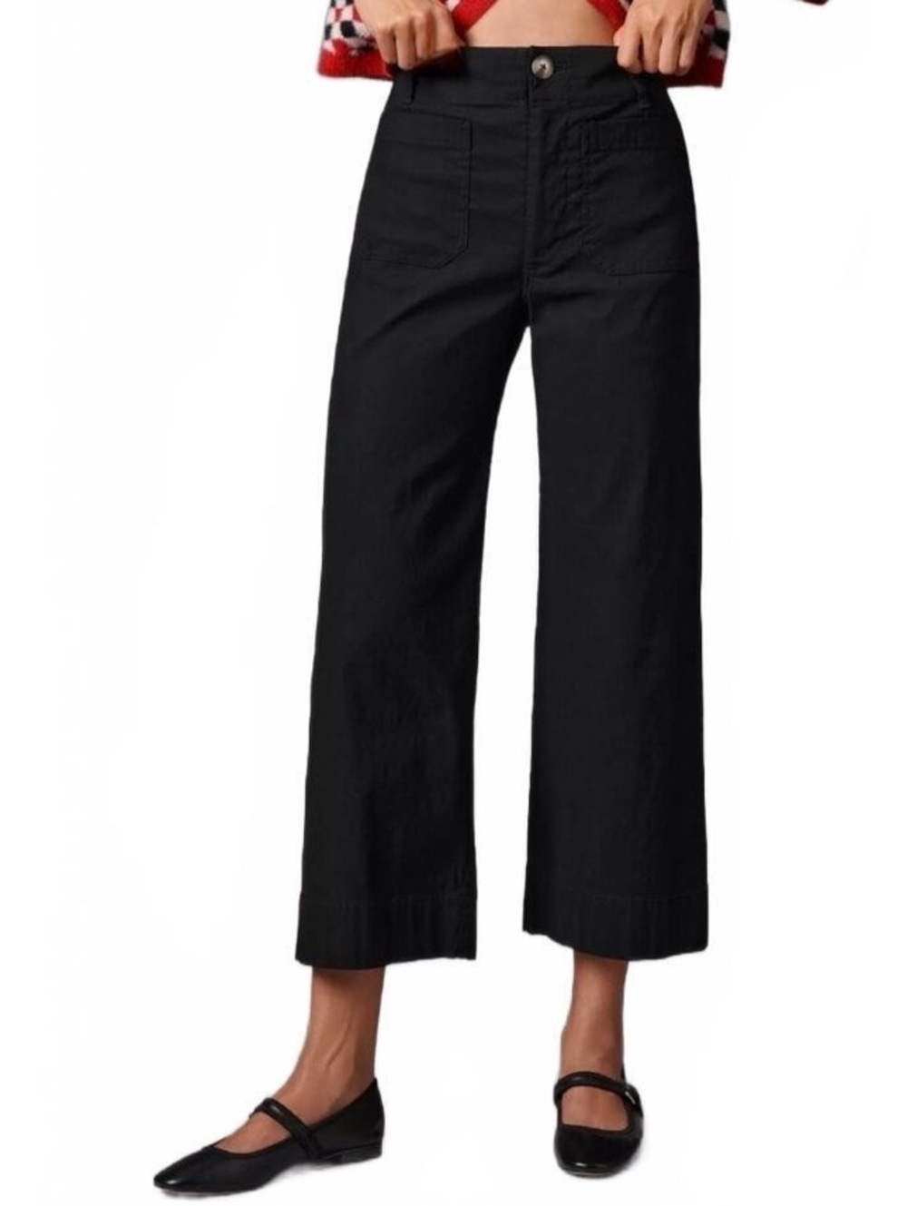 Maeve Anthropologie black Colette crop wide leg pants 16
